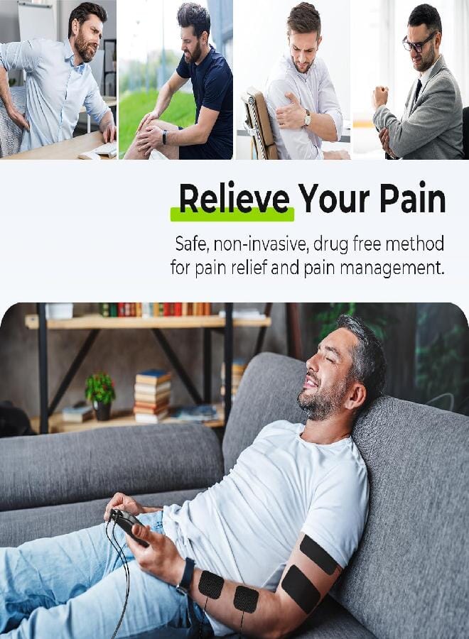 AUV0N AUVON 3-in-1 TENS Unit Muscle Stimulator, Dual Channel Electronic Pulse Massager, TENS EMS Machine, 24 Modes Muscle Massager for Pain Relief Therapy, EVA Travel Case, 12 Pcs TENS Unit Electrodes Pads - Image 2